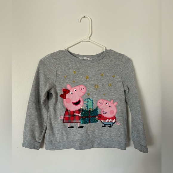 Grey H&M Peppa Pig Christmas Long Sleeve Top Size 6-8 - Picture 1 of 6